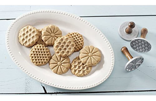 Sellos De Galletas De Reliquia Nordica, Plata Con Mangos De 1