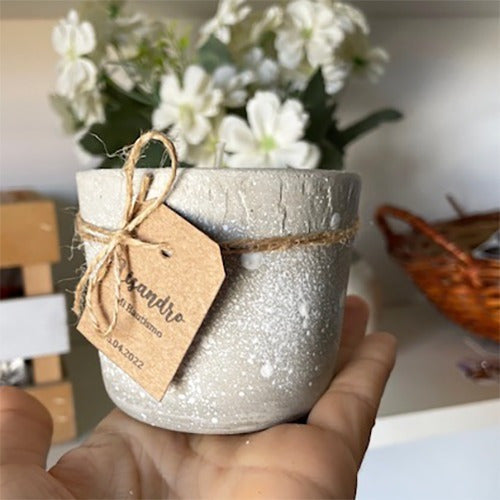 Baptism Souvenirs: Soy Wax Candle in Cement Pot Set of 30 3