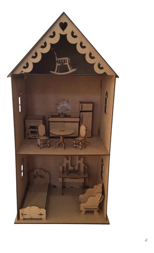 Large 3-Story Dollhouse Fibroboard MDF + Furniture 1