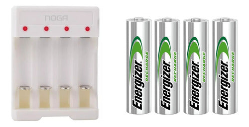 Cargador Noga Ng 5900 Usb + 4 Pilas Aa Energizer Recargables 0