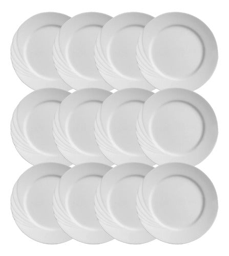 Set of 12 White Porcelain Dinner Plates Verbano Marzia Line X12 0