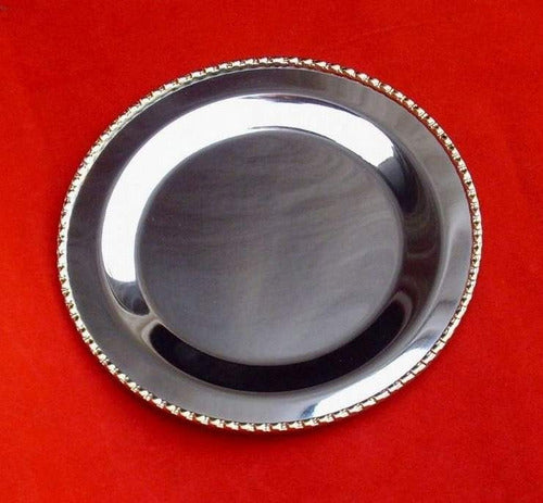 Plato Circular Acero 21 Diam C/moldura De Bronce Trofeo 1