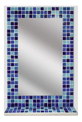 Lasaya Mirror with Mosaic Tiles 60x40cm + Shelf / Bathroom, Living Room, Dining Room 1