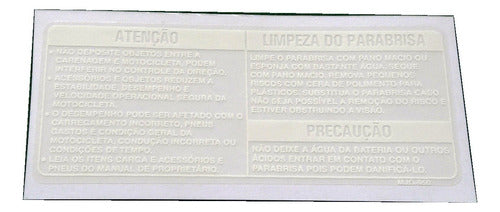 Etiqueta Precaução Parabrisa Bolha Cbx 750f 86 A 90 7galo 0