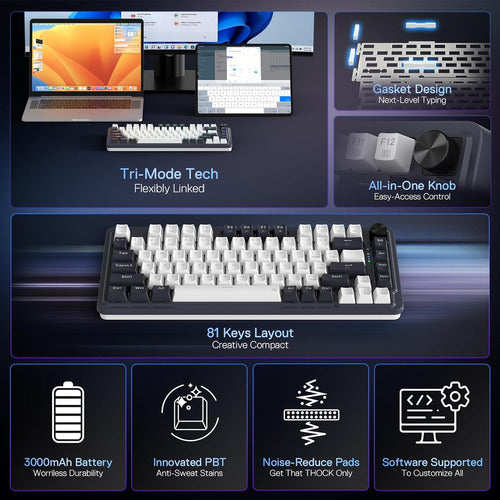 Teclado Gaming Compacto De 81 Teclas Con Interruptores Rojos 1