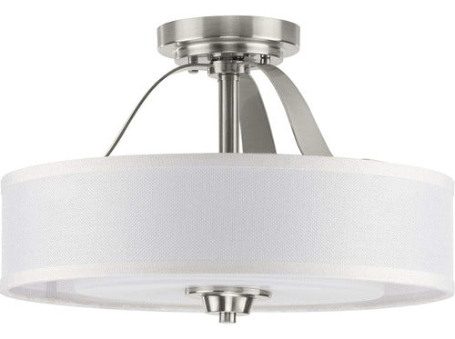 Progress Lighting Kene Collection Brushed Nickel Two-Light Semi-Flush Convertible 0