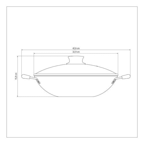 Wok 32 Cm Con Tapa De Vidrio Paris Bordeaux Tramontina 1