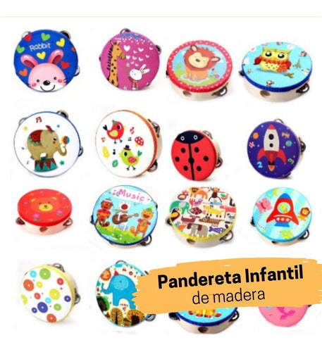 Cubeta Pandereta Infantil De Madera - Didáctico Estimulación 1