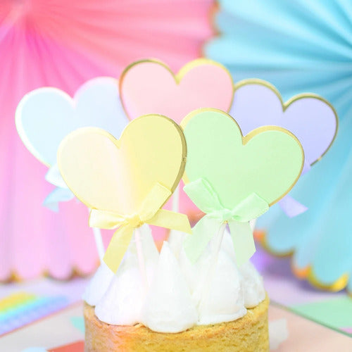 Colores Toppers 5 Corazon Pastel Feliz Cumpleaños Decoracion Torta 1