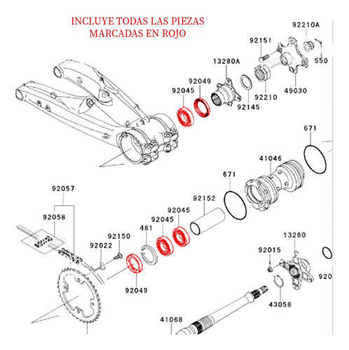 ProX Racing Parts Kit Wheel Bearings and Seals Rear Wheel ATV Kawasaki KFX 450 R 1