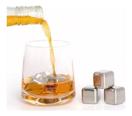 Set of 6 Stainless Steel Ice Cubes with Tongs - Reusable 2