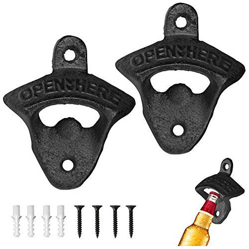 ManKiaPro Cast Iron Wall Mounted Bottle Openers, Set of 2 0