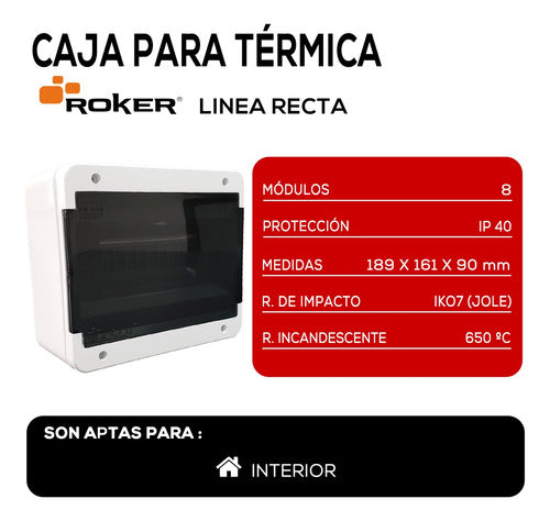 Roker Caja Para Termica 8 Modulos Aplicar Pr408 Linea Recta 3