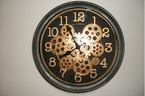 Modern Wall Clock with Moving Gears 1