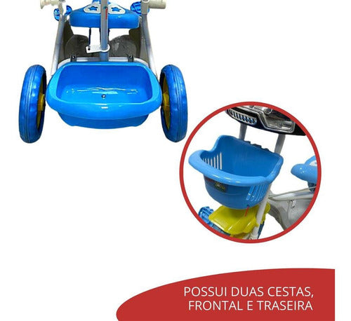 Triciclo Infantil 2 Em 1 Importway Toldo Luzes Música Azul 7