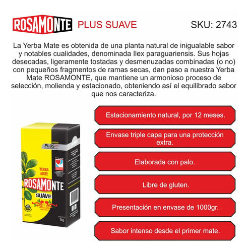 Yerba Rosamonte Suave Plus 1 Kilo X 5 1