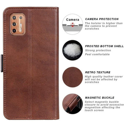 Funda Flip Cover Para Motorola G9 Plus Marron 1