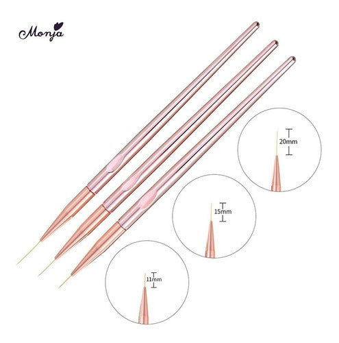 Generic Set of 3 Liner Brushes for Nail Art Decoration 0