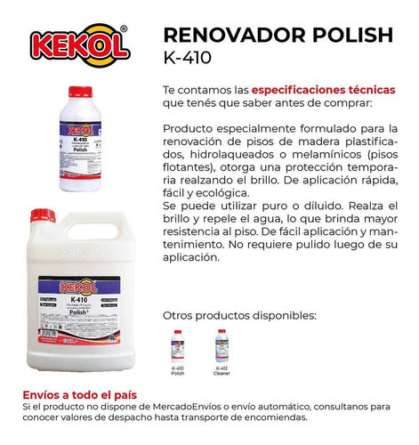 Renovador De Pisos De Madera Kekol Polish K-410 4 Lt 1