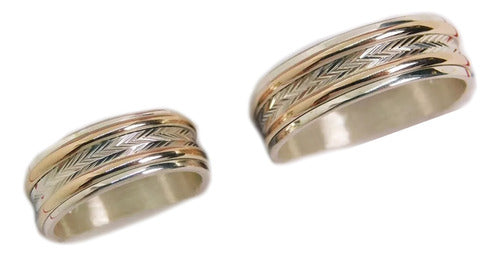 Esponda Pair of Silver and Red Gold Wedding Bands Model 125 0