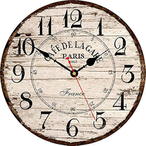 Toudorp Retro Wall Clock 14 Inches French Country Paris Cafe 0