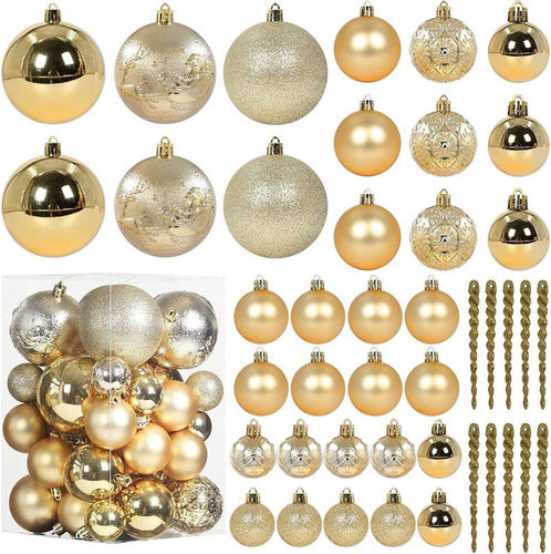 SY CRAFT Christmas Ball Ornaments For Christmas Decorations - 45 Pieces Xmas Tree Shatterproof Gold Ball Ornaments With Hanging Loop For Holiday And Seasonal Decoration 0