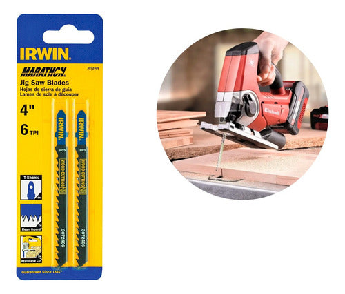 Irwin Set of 2 Jigsaw Blades 4" 6TPI 3072406 0