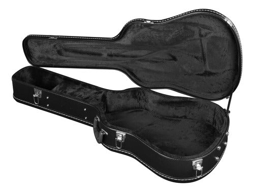 Hard Case Acoustic Guitar Wood Faux Leather 0