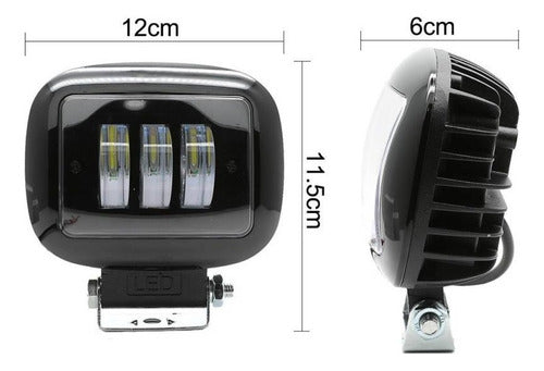 Para Par De Farol Quadrado Ou Redondo 3 Led 30w 5'' Lupa 6d 2