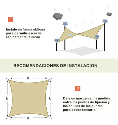 Tecsys Toldo Vela Sombra Viento Y Granizo - 4*4*5.6 Triangulo Azul 7