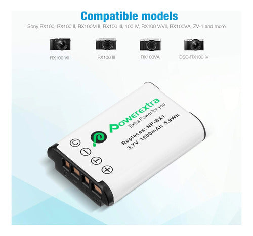 Powerextra Triple Charger +3 NP-BX1 Compatible Batteries 7