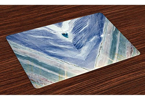 Lunarable Washable Marble Placemat Set of 4 Onyx Stone 0