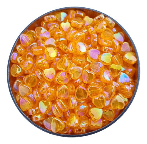50 Translucent Iridescent Heart-Shaped Beads - Bijou 2
