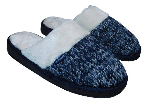 Dural Pantufla Nórdica Tejida Azul 1