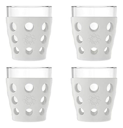 Lifefactory Glasses for Beverages with Protective Sleeves - 10 Ounce, 4 Pack 0