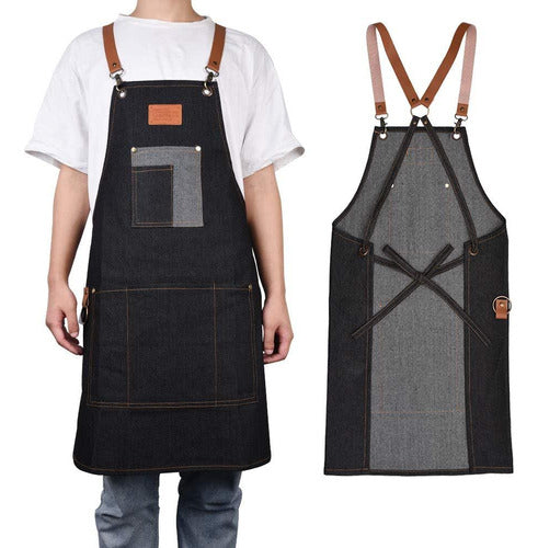 Barber Apron with Leather Suspenders Barber Shop 0