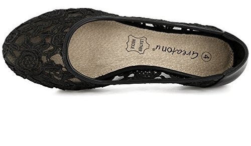 Greatonu Zapatos De Ballet De Encaje Sintetico Para Mujer 3