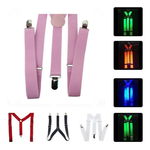 Fluorescent Glow-in-the-Dark Suspenders with UV Light - Party Costume Accessory 1