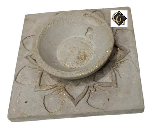 Incense Burner Set Cement Bowl 2 Pieces GG 1