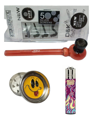 Kit Pipa Vidrio Grande Picador Metal 2p Clipper 0