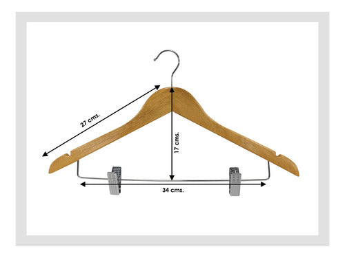 Perchas Madera Con Broches Polleras Pantalones X 10 Unid Ct 2