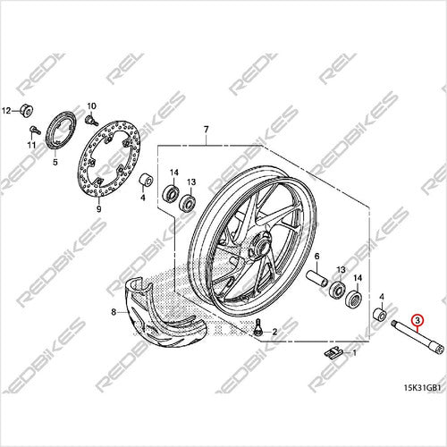 Eje Delantero Rueda Honda Twister Cb 250 Original Brasil Ex 1