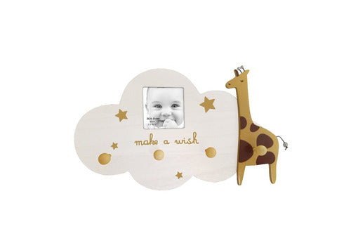 Children's Giraffe Wooden Coat Rack Photo Frame 30x18 cm 0