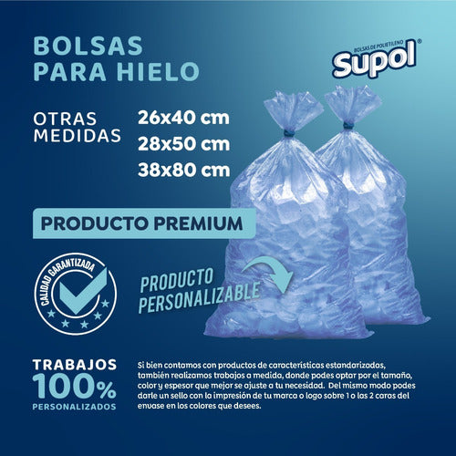 SUPOL Bolsas P/hielo Lisas 26x40 1000 Unid. 2 Kg Calidad Premium 1