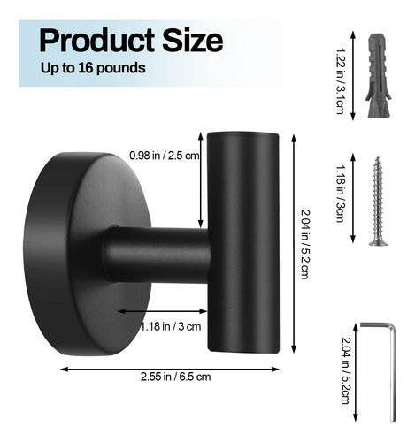 Kruodop 4 Towel Hooks Bathroom Accessories - Black 1