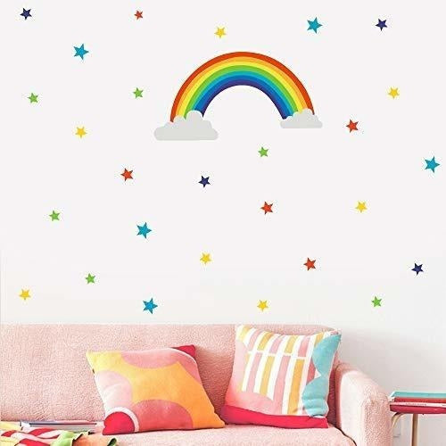 Calcomanias De Pared De Arcoiris Y Estrellas, Pegatinas De 2