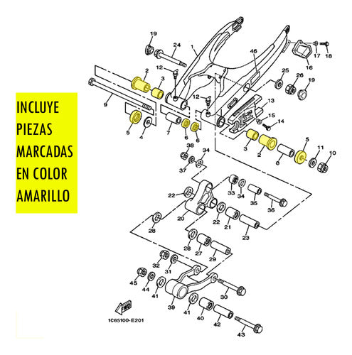 ProX Racing Parts Kit De Bujes Reparacion Horquillon Yamaha Ttr 230 1