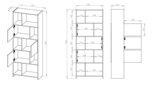 Multi-Purpose Bookshelf with Doors and Niches 2