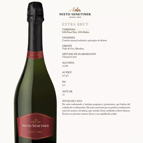 Nieto Senetiner Extra Brut Champagne 750ml Box of 6 Bottles 3