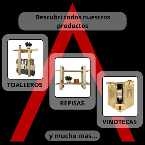 Apolo Muebles Vinoteca Cava Porta Vino Madera Pino 2 Botellas 4 Copas 3